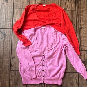 J. Crew Red and Pink Cardigans